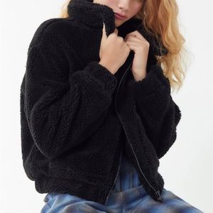 Cropped Teddy jacket in Black